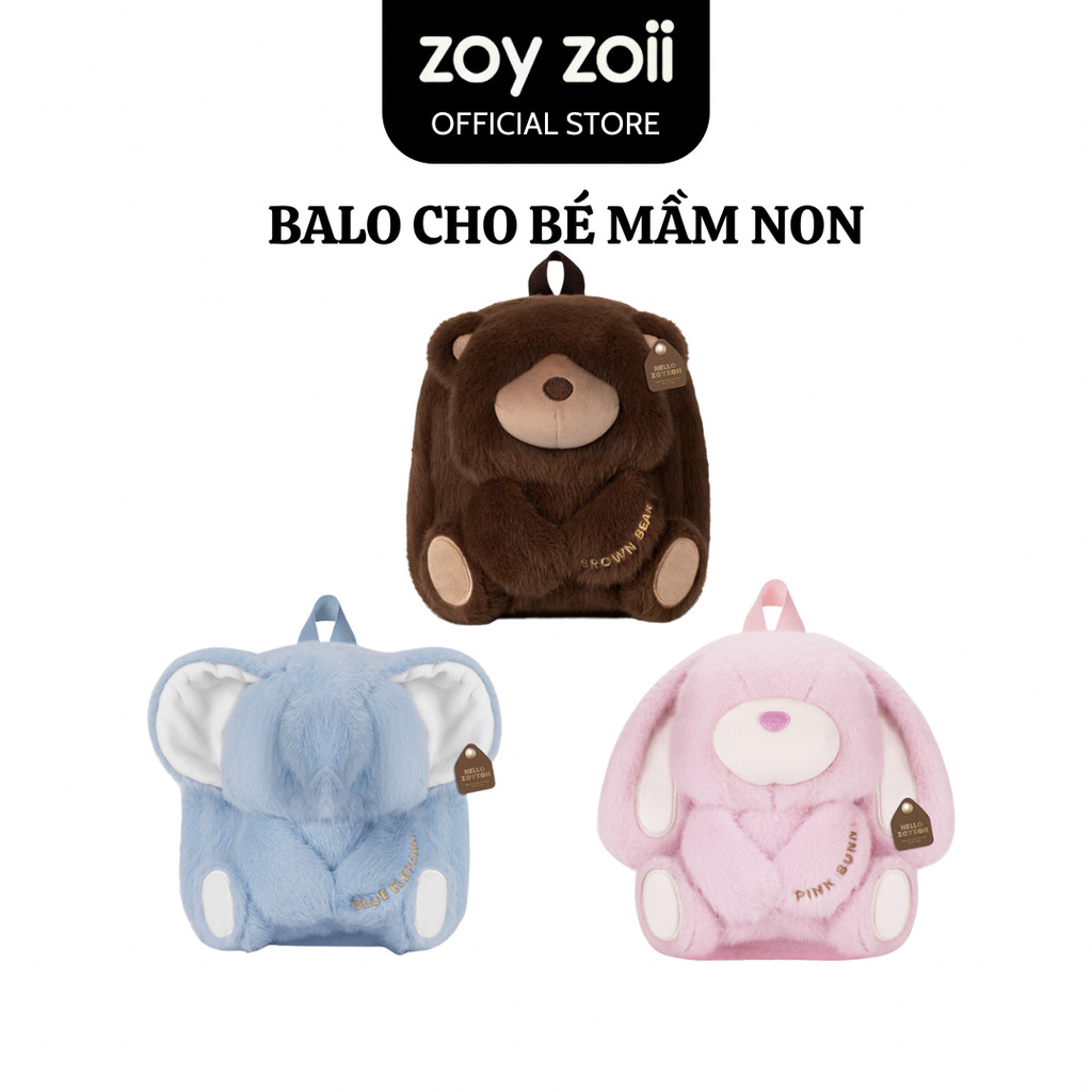 Balo cho bé mầm non ZoyZoii hình gấu bông cao cấp Kids Backpack, cặp đi học cho bé Mã B82