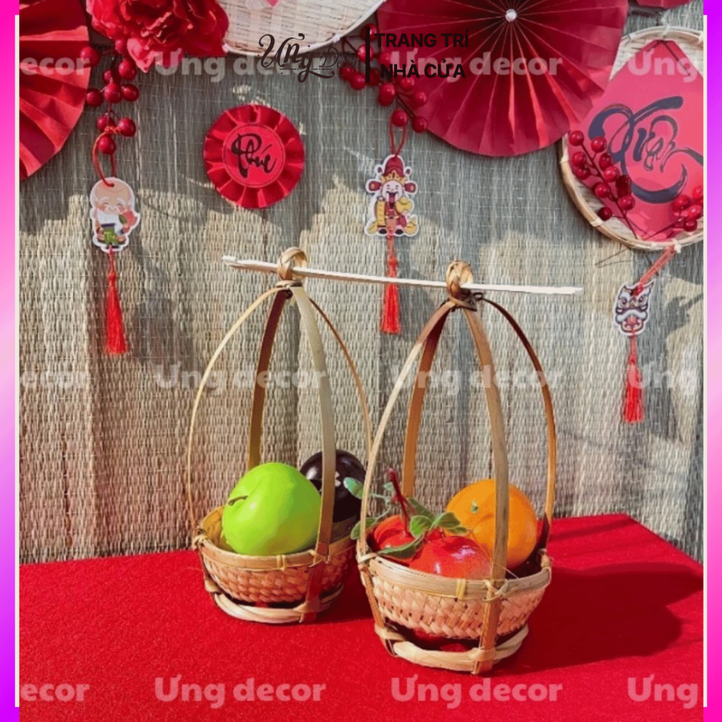 (Wholesale- retail) optical burden of rattan bamboo knitting mini decor, decoration house decor Tet 2024 genuine moodecor