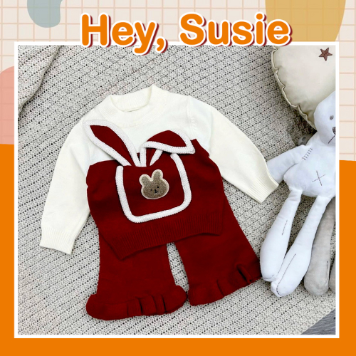 S6618 - Baby girl's clothes with red and red rabbit with size 9-20kg
