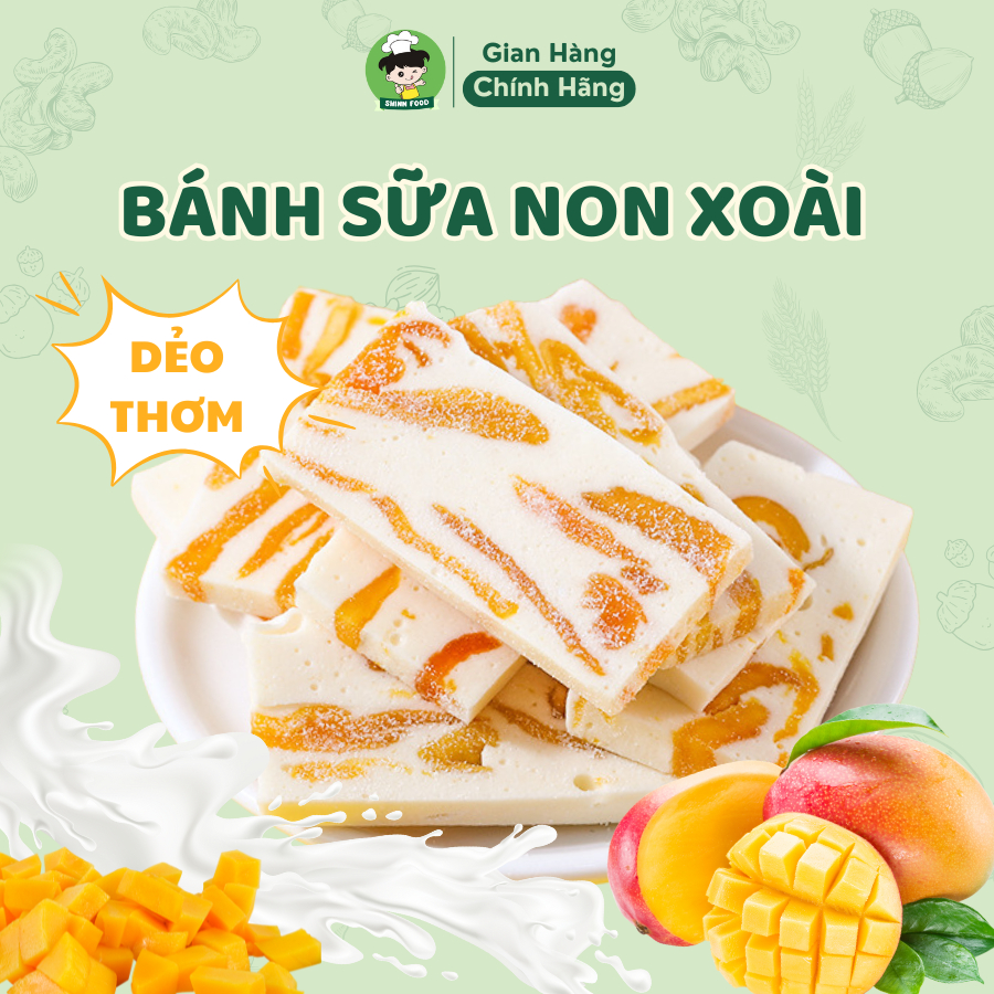 Bánh Sữa Non Xoài Mềm Dẻo Không Đường Ít Calo Shin Food, Bánh Sữa Chua Mix Hoa Quả Sấy Nguyên Vị Nhiều Dinh Dưỡng