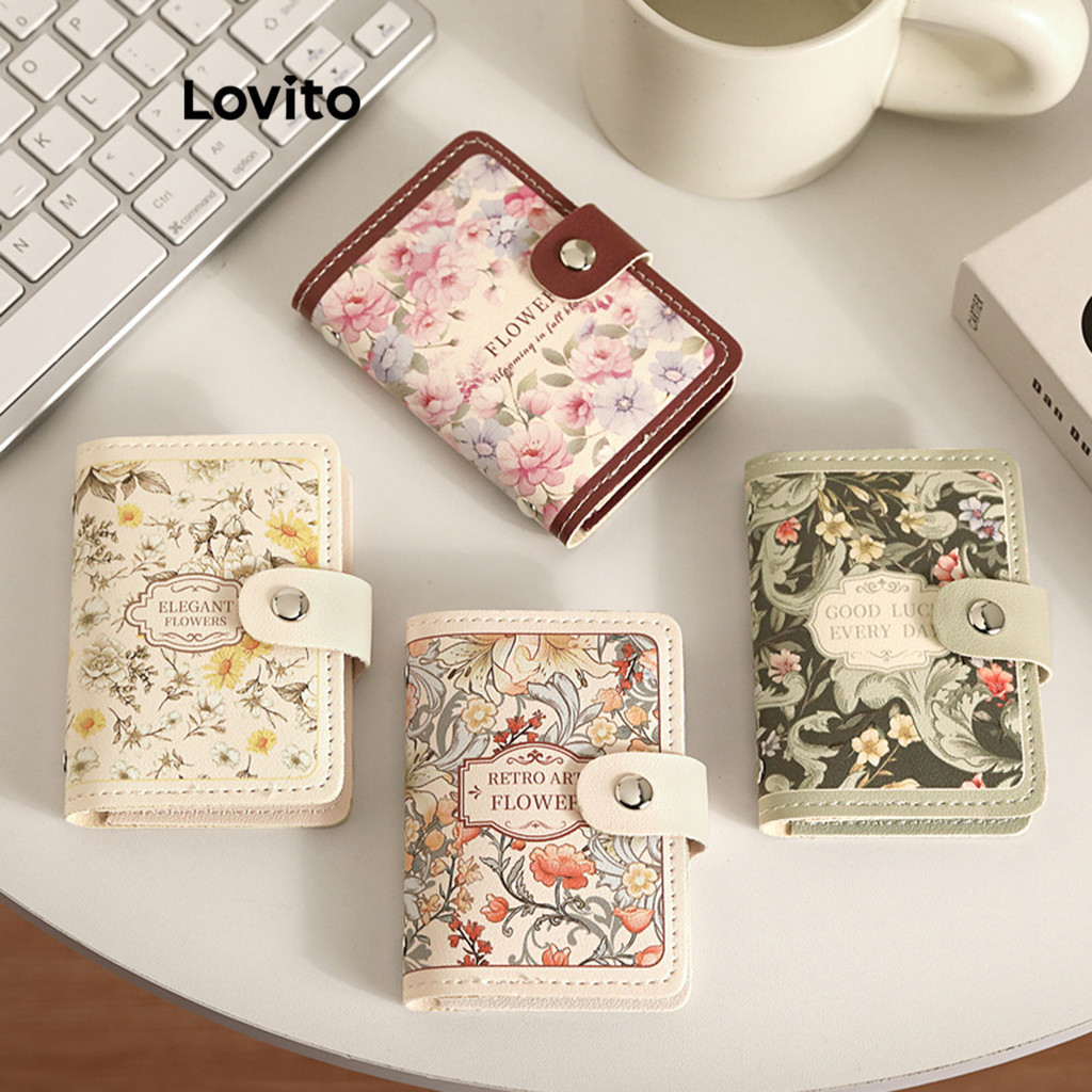Lovito Ví phong cách tranh sơn dầu hoa Ditsy thanh lịch dành cho nữ LFA43159