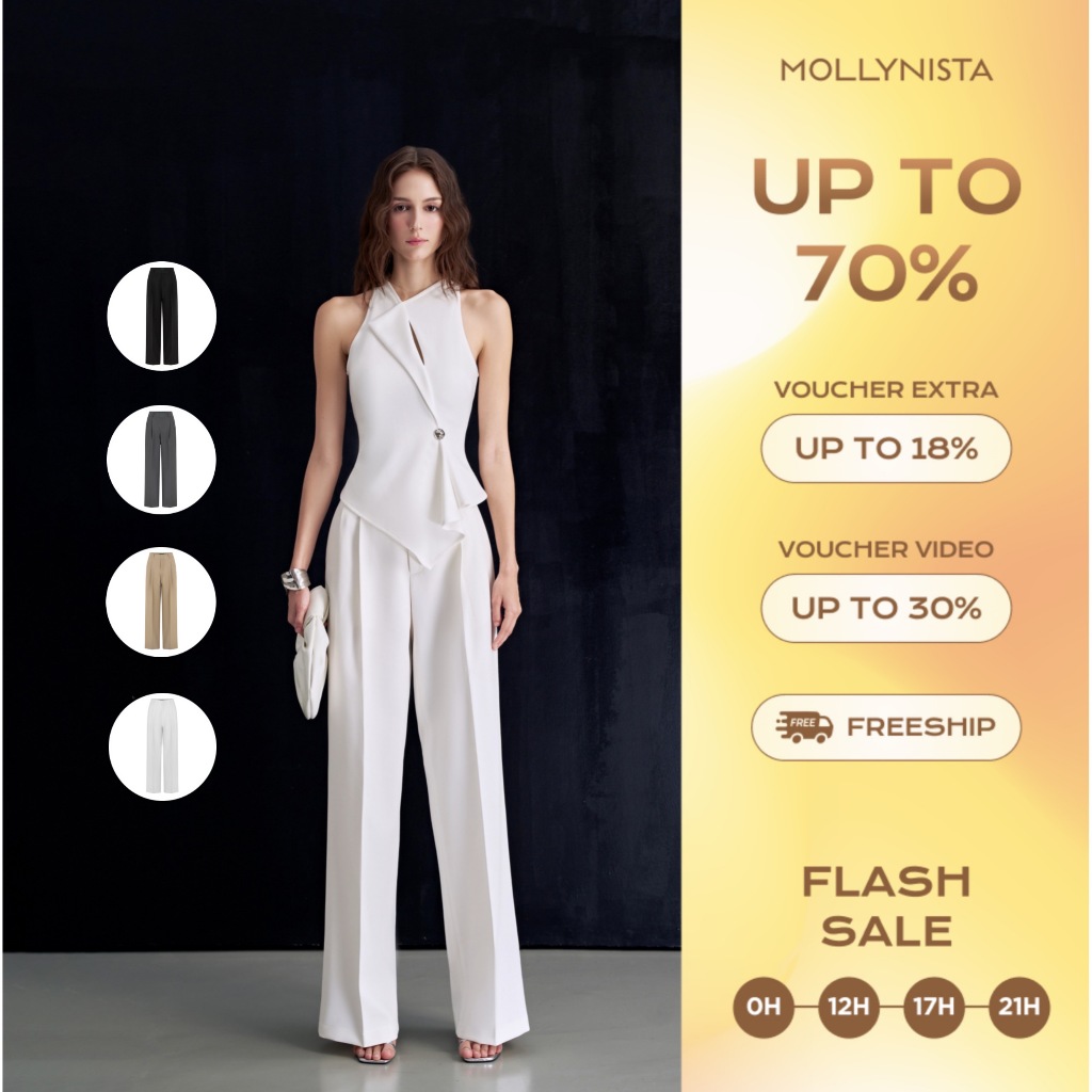 Mollynista off office pants to hack elegant and elegant style of high -class feminine