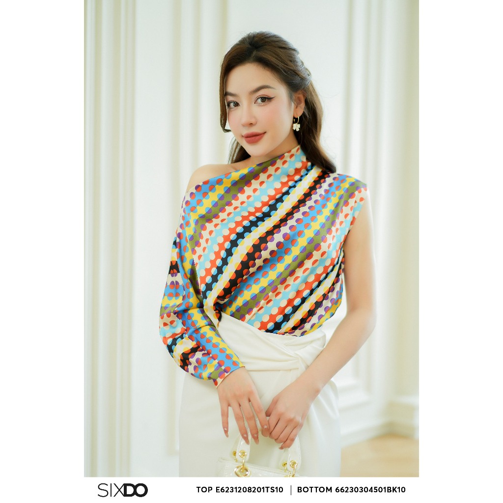 Sixdo polka dots Silk shirt (Multicolor Polka Dot Silk Top)