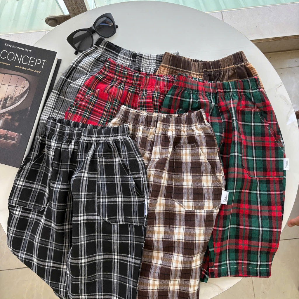 [9-34kg] Caro from baggy long pants, soft and cool cotton material for boys to go to school, go out, or go for a walk, Korean style.