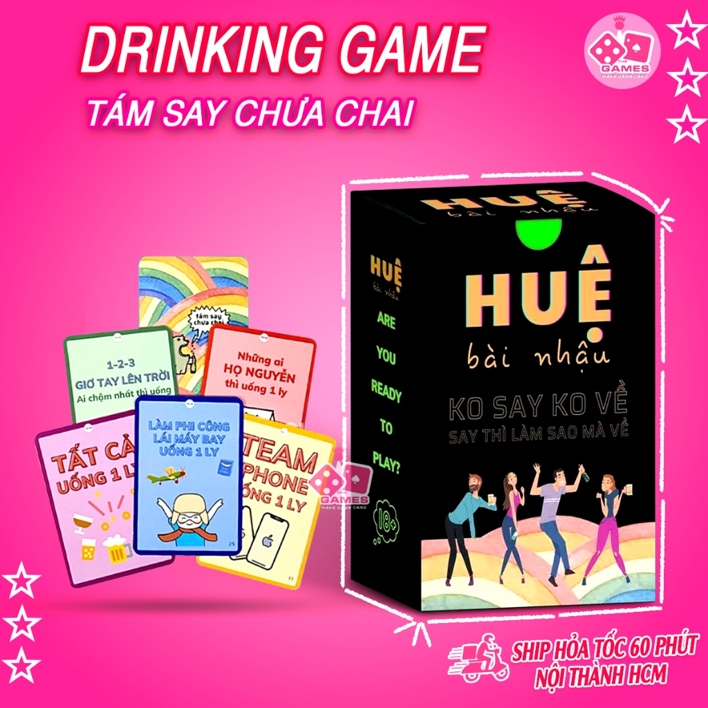 [CAO CẤP] Bộ Bài HUỆ - DRINKING GAME Việt hóa - Trò chơi trên bàn nhậu, gắn kết bạn bè