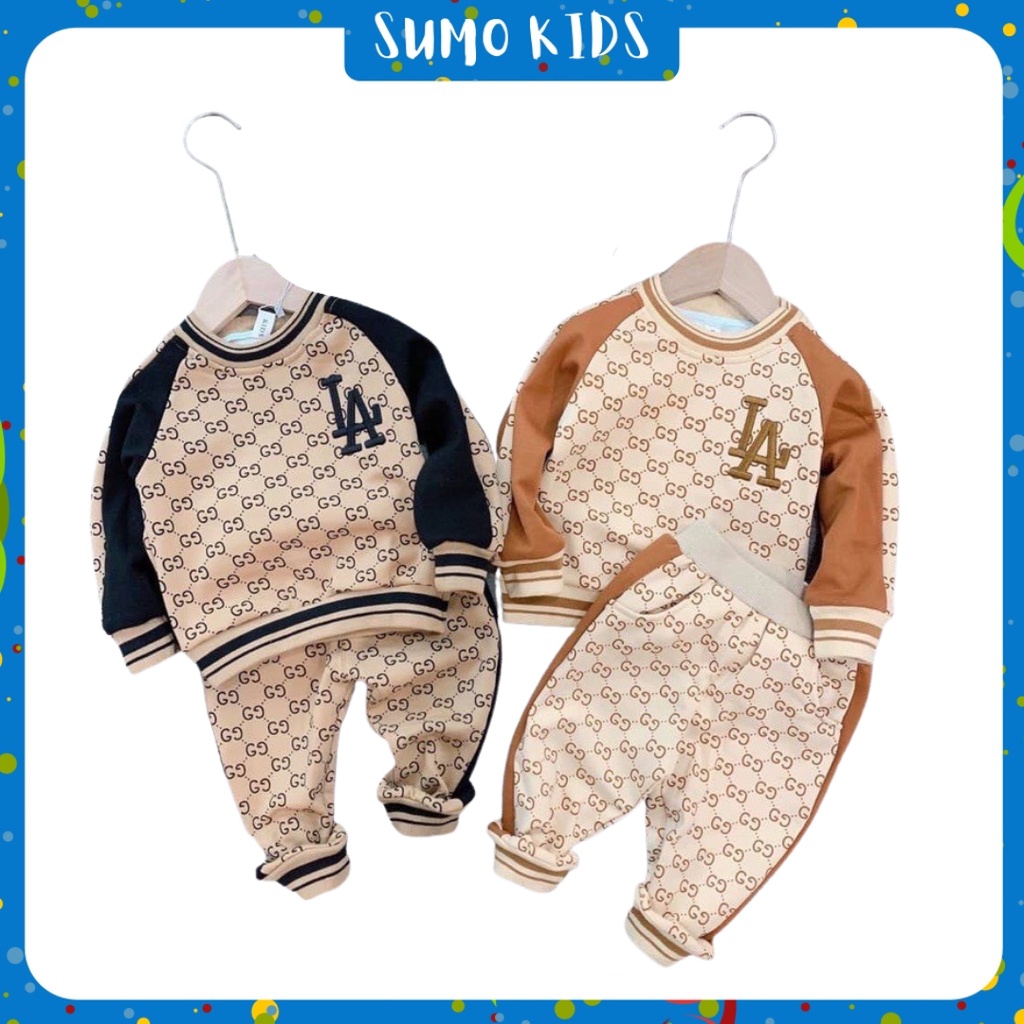 Bộ Quần Áo Dài Tay L.A Thu Đông Cho Bé Trai Bé Gái, Bộ Quần Áo Trẻ Em Mặc Nhà - SUMO KIDS