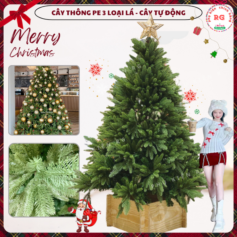 High PE Christmas Tree 1M5 2M 2M4 3M Automatic Branching Tree - Full Green PE Christmas Tree
