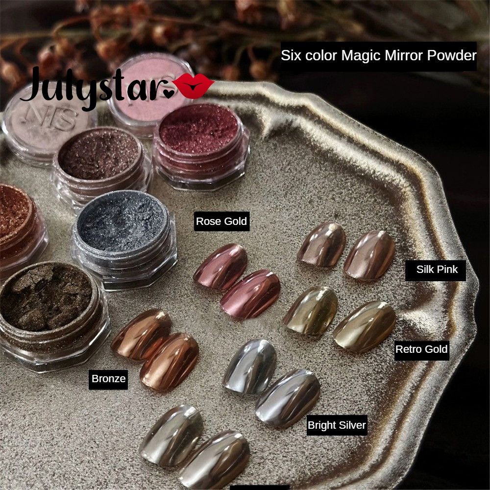 Nail Glitter Mirror Magic Holographic Metallic Mirror Powder Autumn And Winter Series Solid Soft Light UV Gel Polish Chrome Dust Metal Powder DIY Nails Art Decoration ღ Pink Girl Bling Makeup Look
