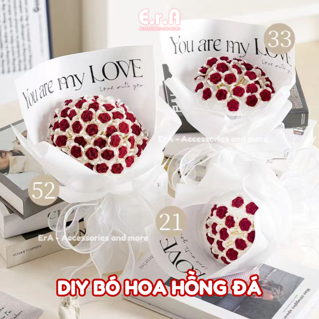 [Diy] Set made a bouquet of handmade roses for birthday gifts, lovers, mothers, sisters, for teachers, February 14, 8, 8/3 - Erashop