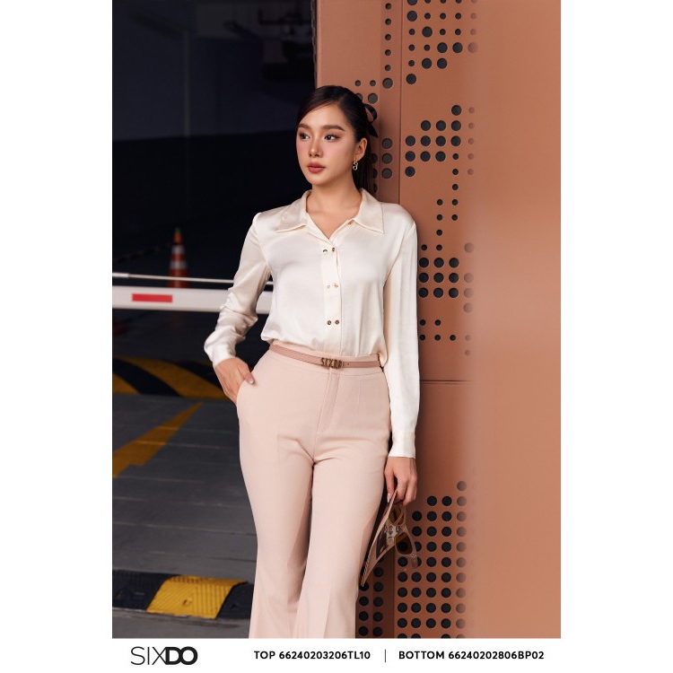 Sixdo double silk shirt (cream Long Sleeves Silk Shirt)