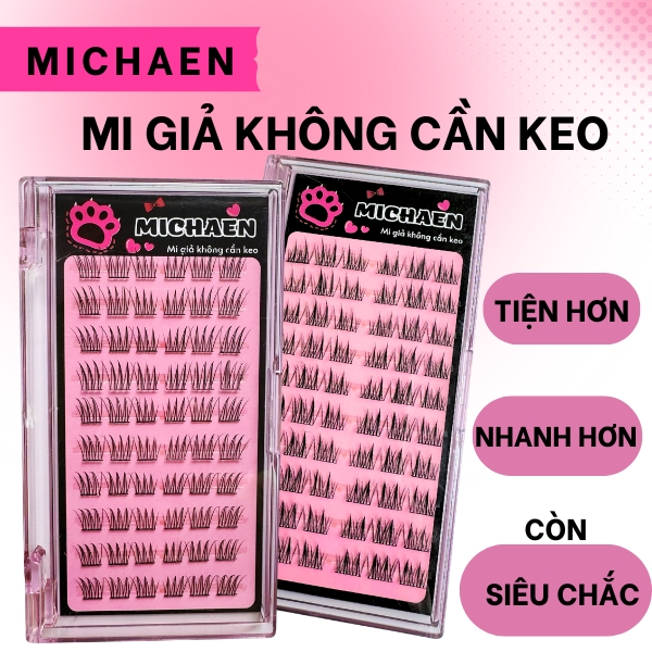 Mi giả có keo sẵn Michaen Lông mi giả tự dính dính chắc có thể tái sử dụng