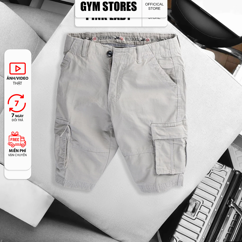 MEN'S KAKI SHORTS WITH SQUARE POCKETS HT012