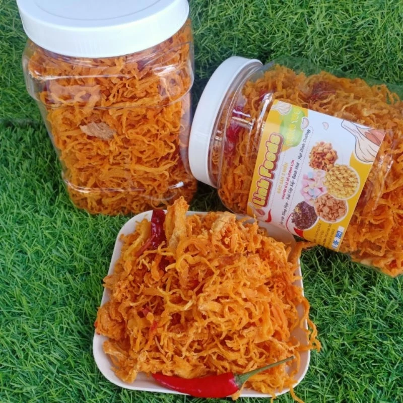 Khô Gà Bơ Tỏi - Khô Gà Hộp 500gr Nắp Seal