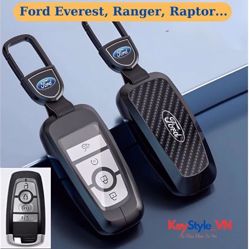 Ốp Chìa Khóa Ford Everest, Ranger, Raptor - Khung Hợp Kim Carbon Cao Cấp Sang Trọng