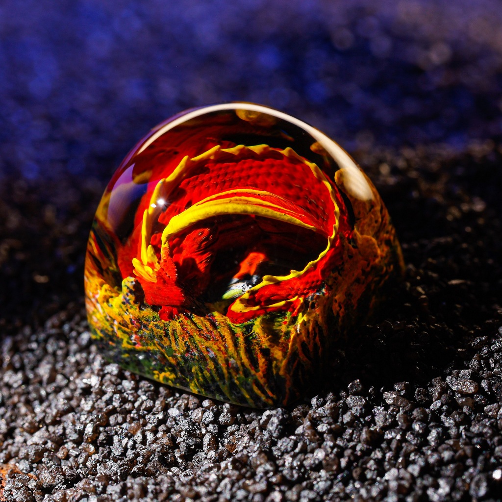 Keycap Rồng Lửa Nút Bàn Phím Nghệ Thuật Thủ Công Cho Bàn Phím Cơ Breakwooden