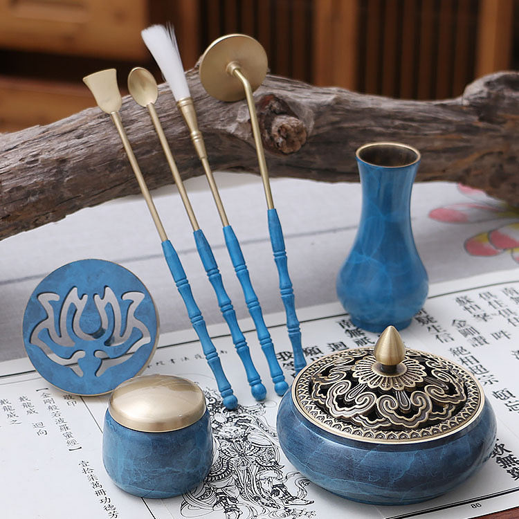 Colorful copper incense seal tool A set of tuo tuo tuo tuo flavor seal burner zen lotus compatriots burn incense tool accessories