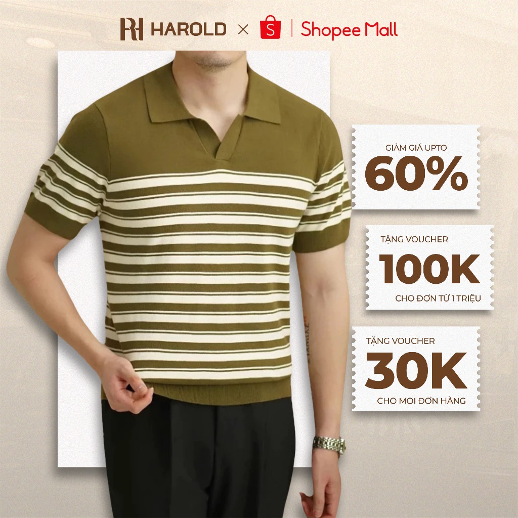 Harold polo polo polo polo striped striped texture is soft and smooth, not feathering without fading or shrinking when washing, moderate form