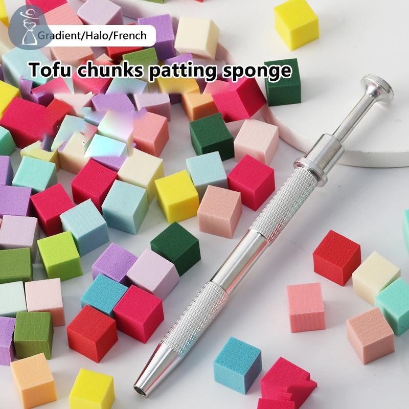 [PAANDAB] 100 1cm soft nail art sponges + Gradient nail art Stamper Diy Creative Nail Accessor Supplies