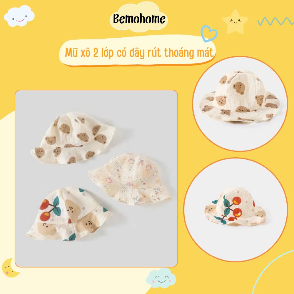 2 -layer bucket hats have soft, airy drawings for babies