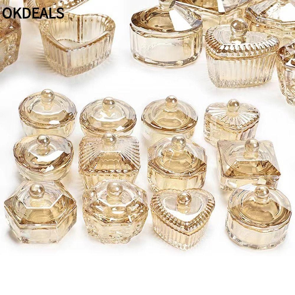 Okdeals Liquid Powder Glass, Universal Acrylic Glass Dappen Dish, Phụ kiện Nail Supplies Crystal Nail Art Tools