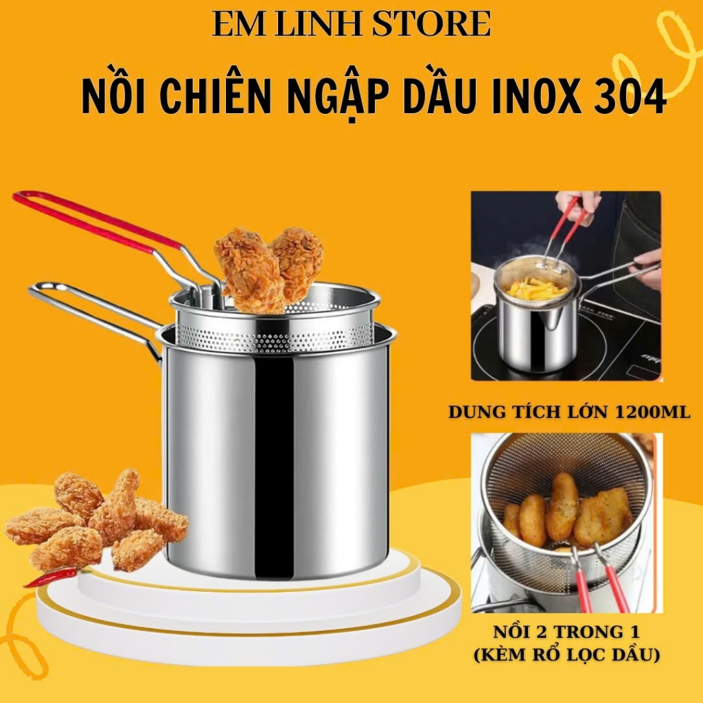 The 1200ml oil fryer is used for induction cooker with a stainless steel oil -saving filter mesh