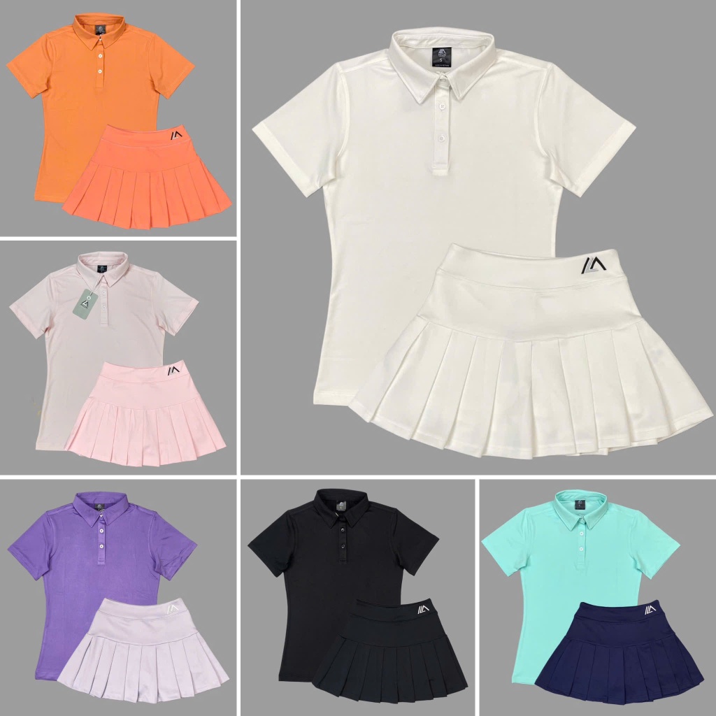 Bộ Váy Thể Thao MILIN Xếp Ly Kèm Áo Thun Cổ Trụ Trơn Cao Cấp, Chơi Cầu Lông, Tennis, Pickleball, Golf - BML03