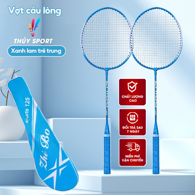 Vợt cầu lông đôi (2 chiếc) chính hãng ZhiBo, chất liệu hợp kim siêu nhẹ phù hợp với mọi lứa tuổi tặng cầu và túi đựng