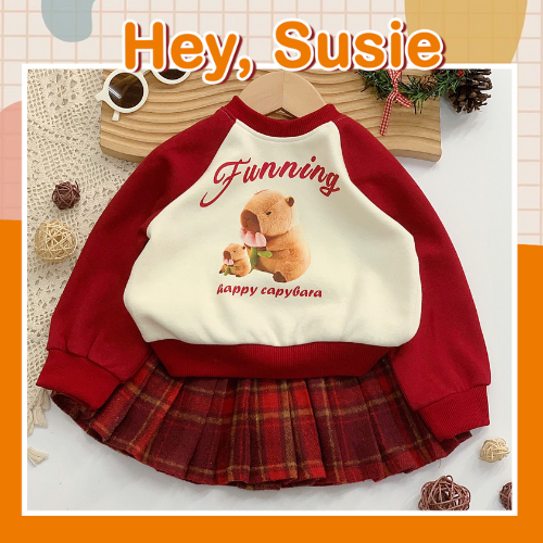 S6536- Capybara Sleepsa Skirts Skirt Red Skirt size