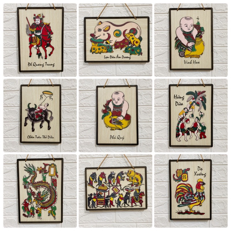 Bảng gỗ trang trí, bảng gỗ decor OHAY - Tranh Đông Hồ