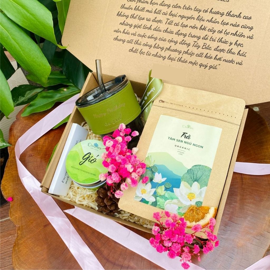 Set quà tặng trà thảo mộc TẶNG CỐC khắc tên tặng sinh nhật, giáng sinh bạn bè, thầy cô _ Onatree