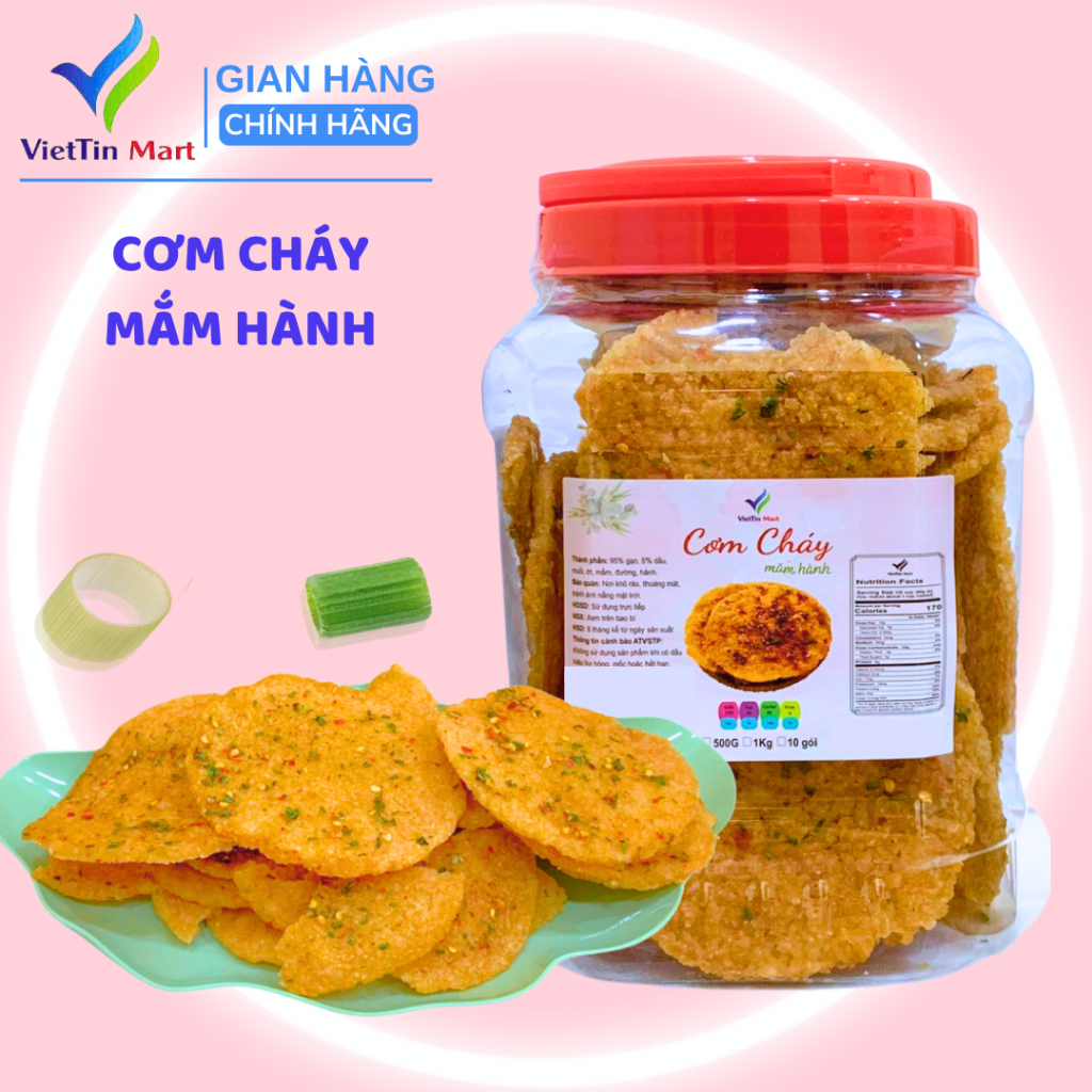 1kg cơm cháy bể mắm hành loại ngon Viettin Mart