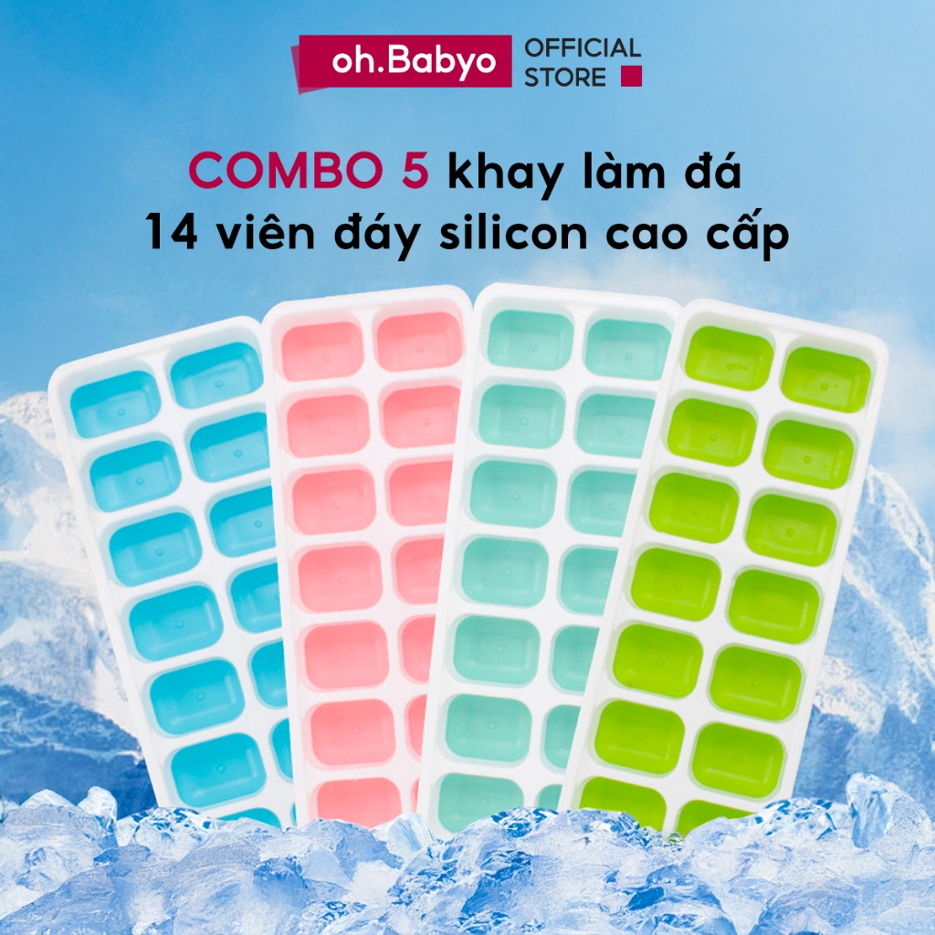 Combo 5 trays of 14 capsules silicon stones with Ohbabyo lids Mold fridge to preserve anti -smell