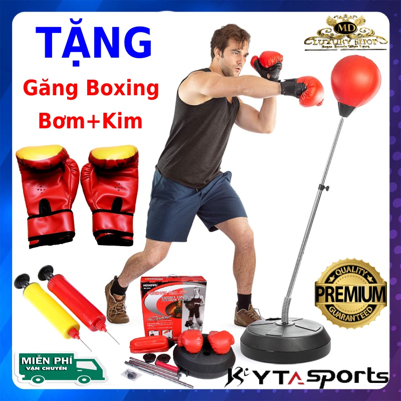 Bóng đấm phản xạ boxing tự đứng tặng găng boxing + bơm hơi + kim bơm, bảo hành 6 tháng