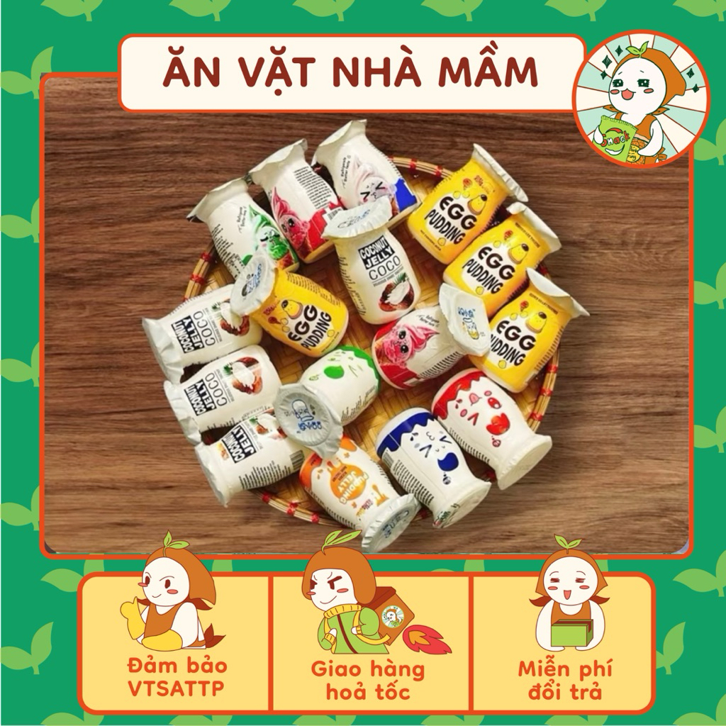Combo 10 hũ thạch puding Tianziyuan đủ vị Nguyên bản/cốt dừa/caramen/sữa chua ( hũ 60g) , Ăn Vặt Nhà Mầm.